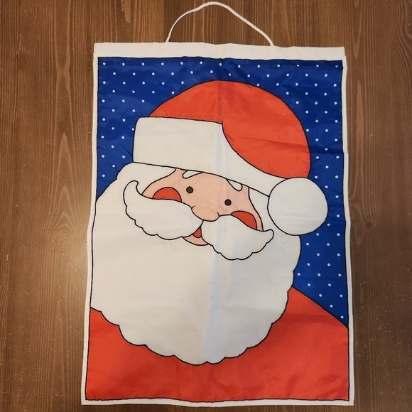 Vintage Avon Santa Claus Banner/Flag - Indoor Outdoor 21" x 29" Christmas Flag - Picture 1 of 12